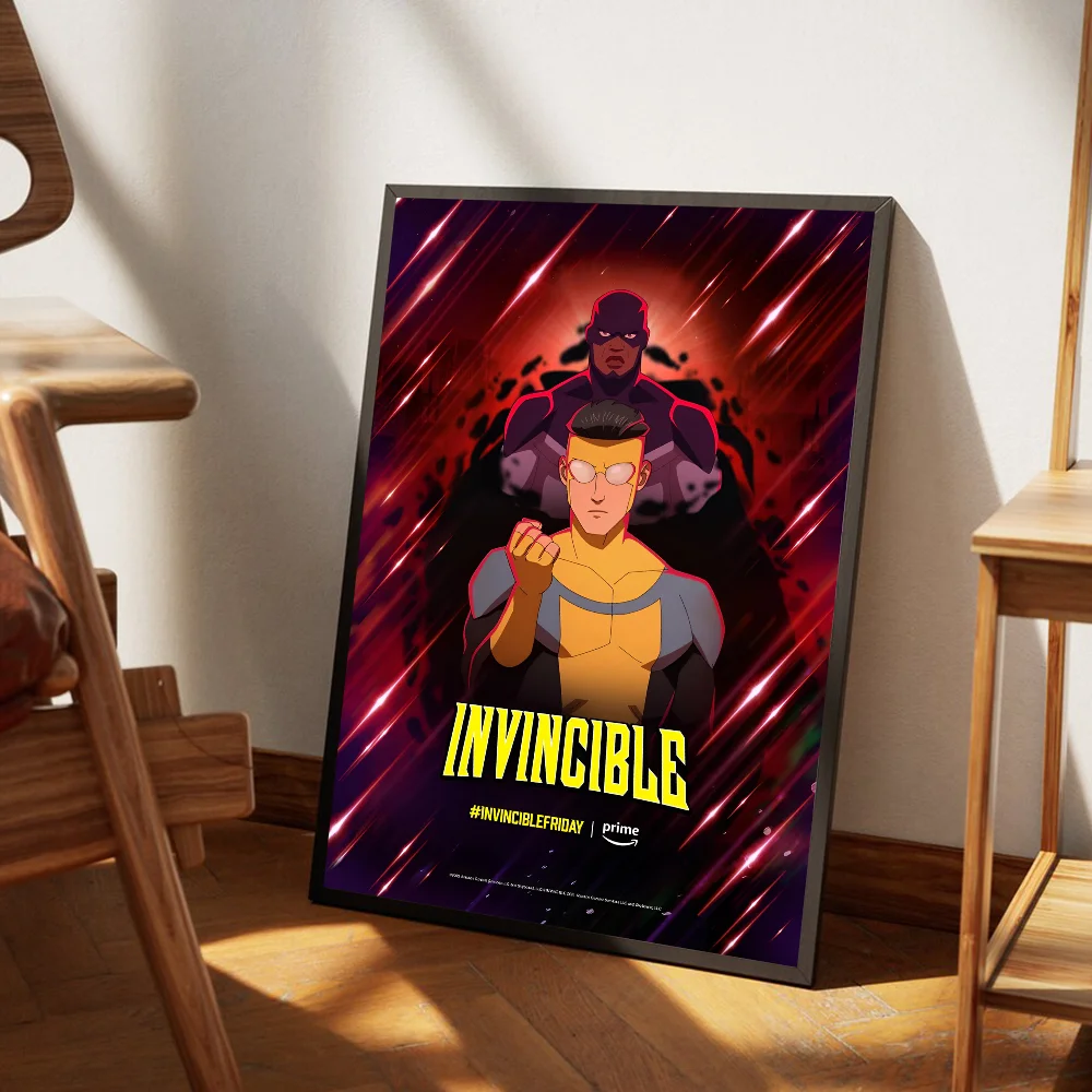 I-Invincible Cartoon Self-adhesive Art Poster Fancy Wall Sticker for Living Room Bar Decoration Vintage Decorative Painting