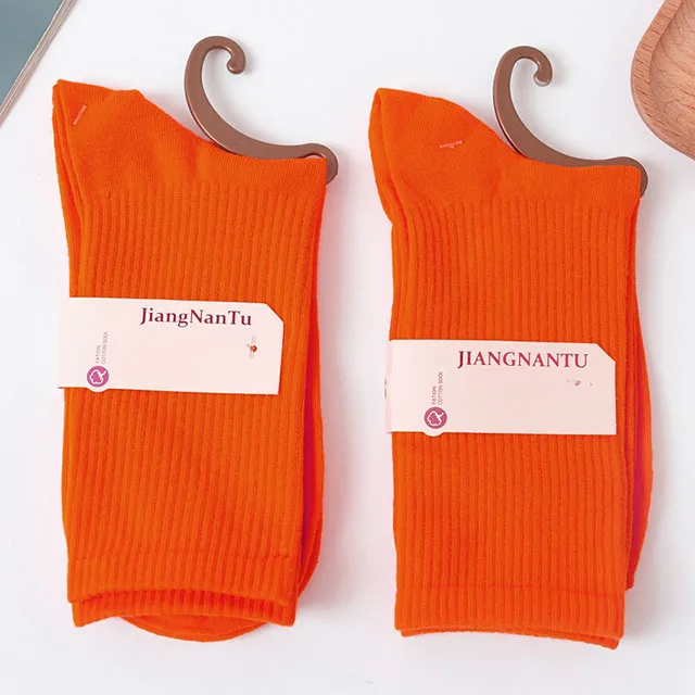 26 Solid Color Four Seasons Women's Socks Middle Tube Socks Candy Sock Cute Cartoon Girl Socks Pure Cotton Comfortable Home Sock 1 pair-012