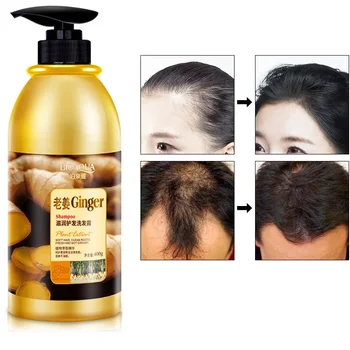 Shampoo per capelli allo zenzero alle erbe Crescita dei capelli Nessun controllo dell'olio al silicone Anti forfora Prurito Pulizia Trattamento professionale dei capelli 400ml