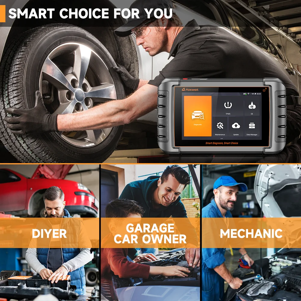 FOXWELL NT809TS TPMS 프로그래밍 도구, 모든 시스템 진단 양방향 제어, 30 + 재설정 OBD2 블루투스, 자동차 스캐너