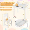 Kids Table and Chair Set, Flip Top Kids Art Craft Table w/Chair for Playroom Kindergarten, Toddler Drawing Writing Desk Set 6