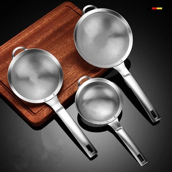 304 스테인레스 스틸 여과기 필터 스푼, 두유 주스 오일 스키머 밀가루 소쿠리 체, 튀김 식품 그물 주방 갓, 30 메쉬