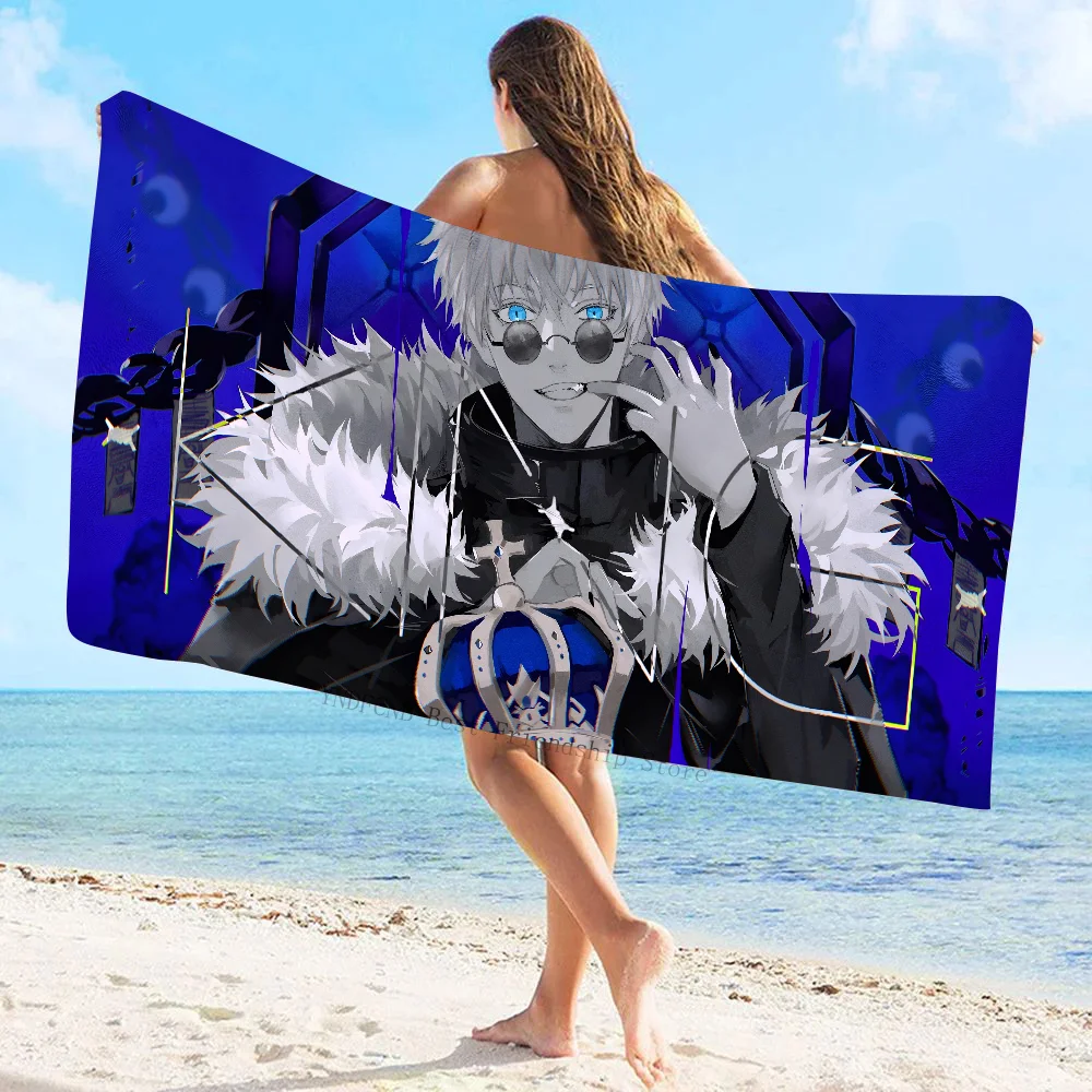 1PC Gojou Satoru Jujutsu Kaisen Anime Towel Microfiber Beach Towel Quick Dry Kids Beach Blanket Soft Unisex Camping Pool Towel 3