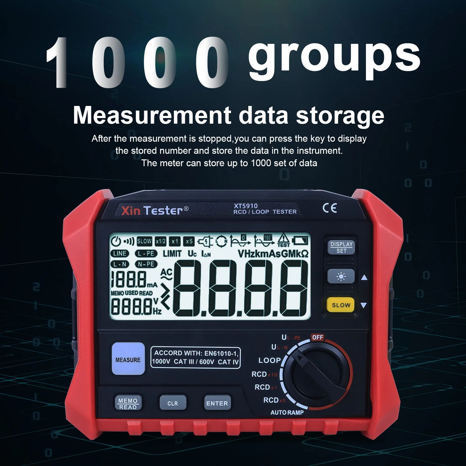 Xin Tester XT5910 Digital Leakage Switch/Loop RCD Resistance Tester Multimeter Trip-out Current/Time Meter With 2.0USB Interface