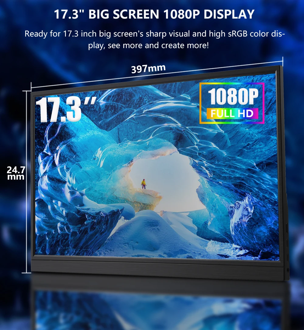 PORPOISE ޴ , 17.3 ġ 1920x1080 FHD IPS LCD  ÷, 淮 C Ÿ ̴ HDMI Ʈ Է  Ŀ