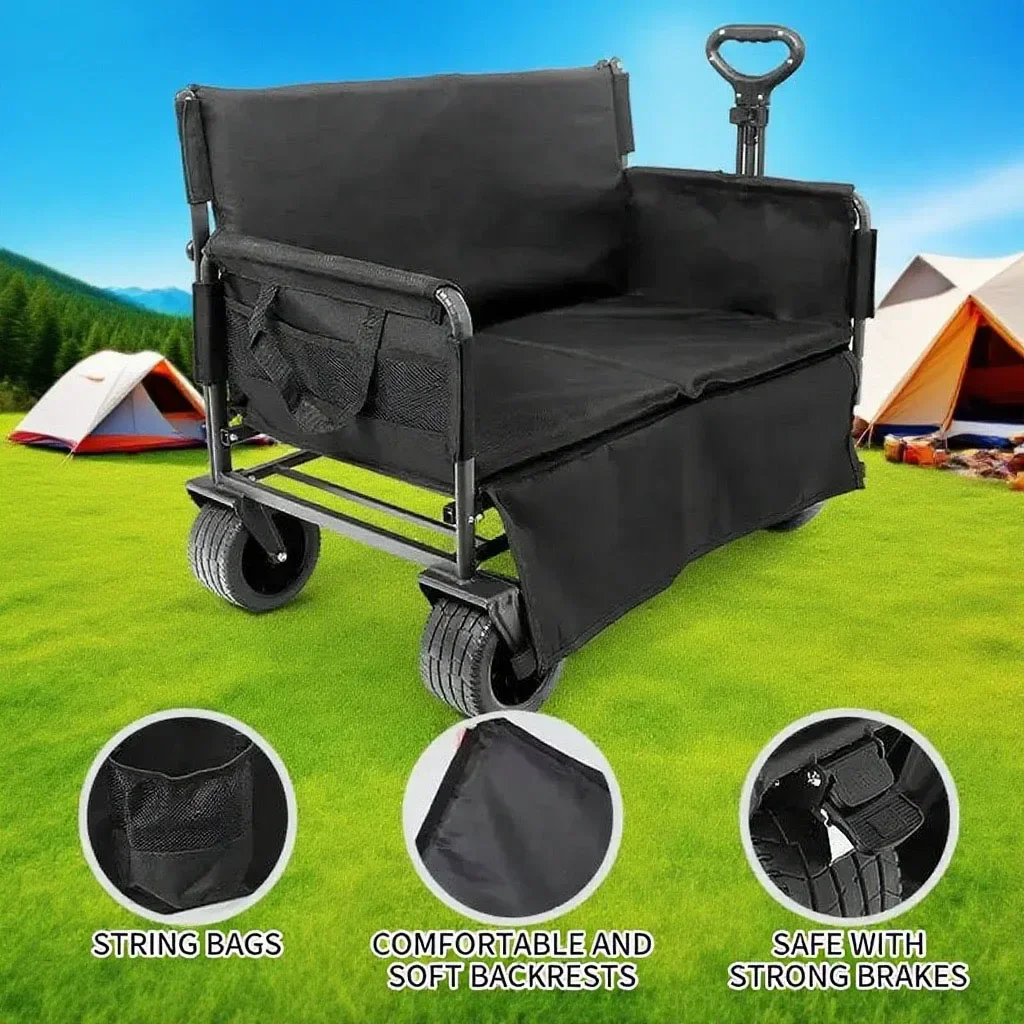 Outdoor Picnic Foldable Trolley Lightweight Camping Small Trailer Portable Durable Handcart Multi-Functional Car