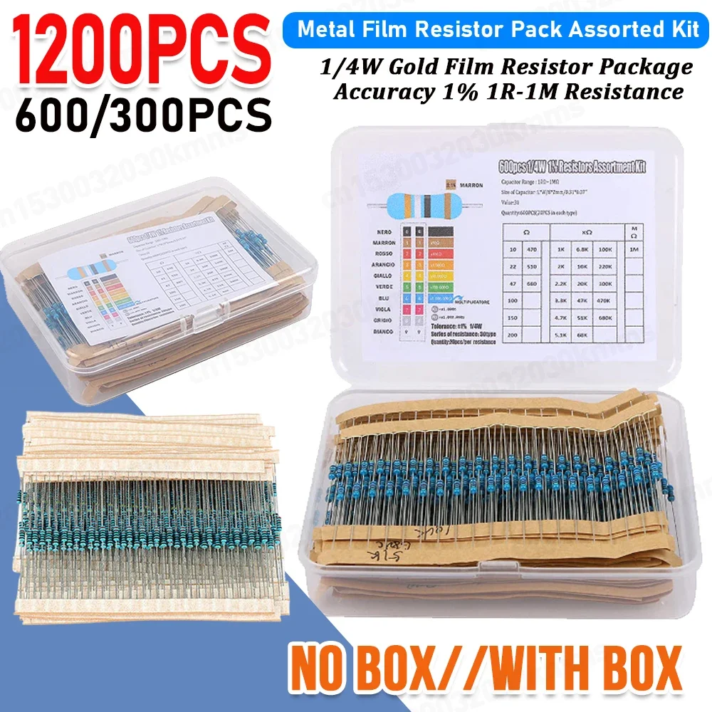 300/600 Pz 1/4W Resistore A Film Metallico 30 Valori K Di Resistenza - Foto 10