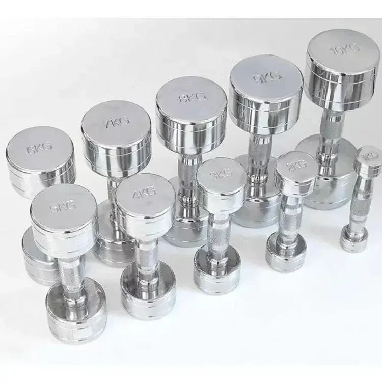 High Quantity Gym Equipment Free Weight Chromed Dumbbell Stainless Steel Chrome Dumbbell for Weight Lifting