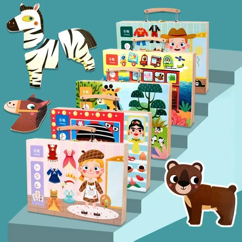 New 2In1 Dress Up Magnetic Puzzle Toys Children 3D Puzzle Writing Magnetic Drawing Board Learning Education Toys For Kids Girls