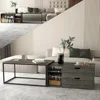 Set of 2 nested coffee tables, modern central coffee table, drawer and storage rack, living room bedroom side table 3