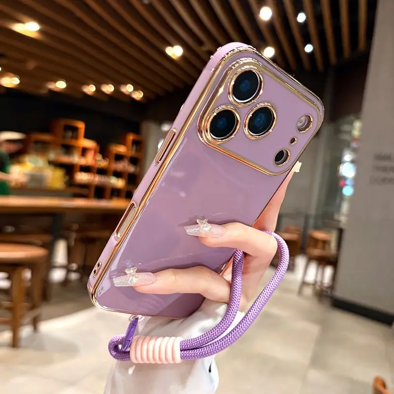 Soft Silicon Electroplating Phone Case with Hand Strap