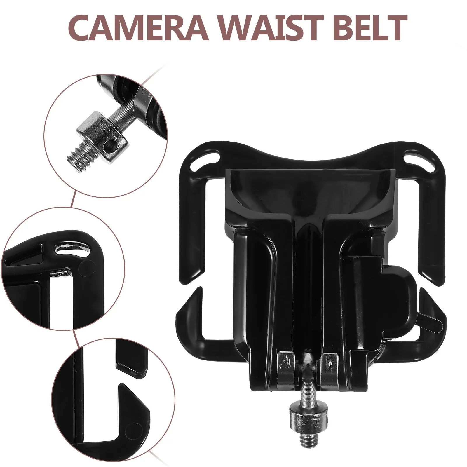 조절 가능한 전면 버클이 있는 DSLR 카메라 허리 벨트 홀스터, 헤비 듀티 금속 후크, 편안한 장시간 착용을 위한 두꺼운 플라스틱 스트랩