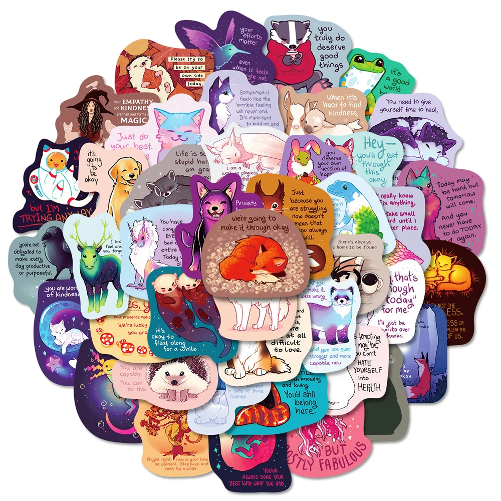 

50pcs English Motivational Stickers For Scrapbook Stationery Vintage Therapeutic Sticker Craft Supplies Scrapbooking Material