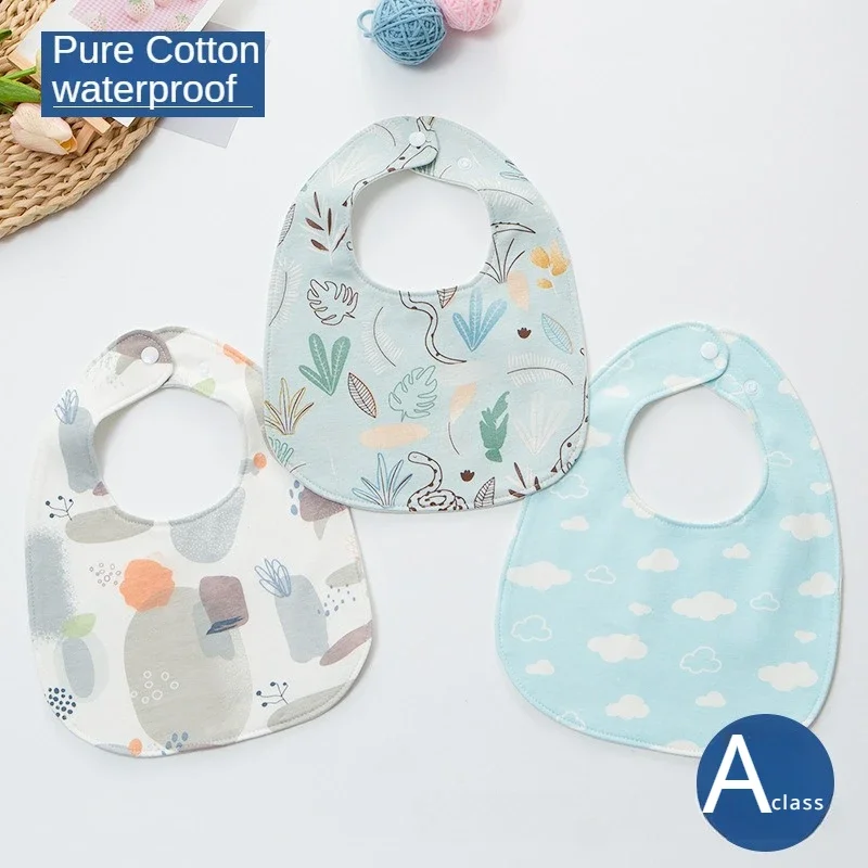 

3/PCS Baby Bibs Cartoon Pattern Burp Cloths Thickened Cotton U-Shaped Bib for Feeding and Drooling Newborns