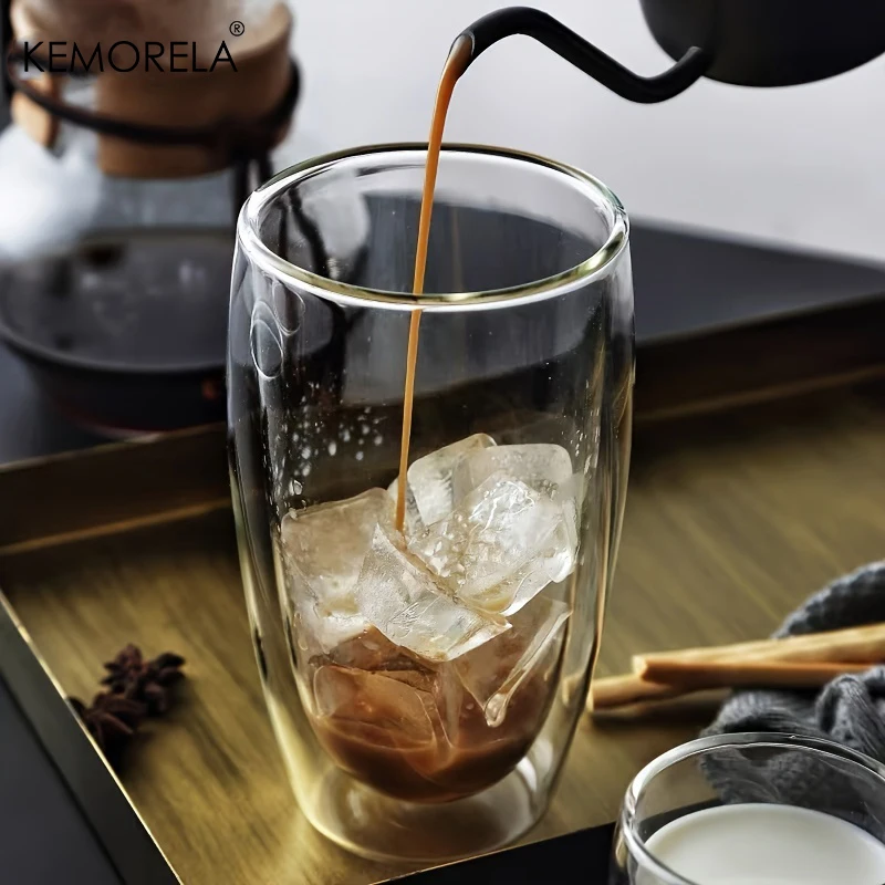 1PCS Heat-Resistant Double Wall Glass Cup Milk Whiskey Tea Transparent Beer Espresso Coffee Cup Drinkware Cups Drinking Glasses