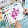 Rose Flower Stencil Set - PET Reusable Painting Templates for DIY Decor (4pcs) 4