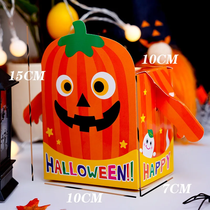 2025 New Halloween Candy Box Cartoon Ghost Pumpkin Paper Gift Cookie Box Trick Or Treat Kids Gift Halloween Party Decor Supplies