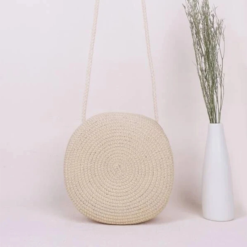 Minimalist ische Stroh tasche Runde Crossbody-Geldbörse Frauen Schulter Berufung Stil Handtasche – Detail 10