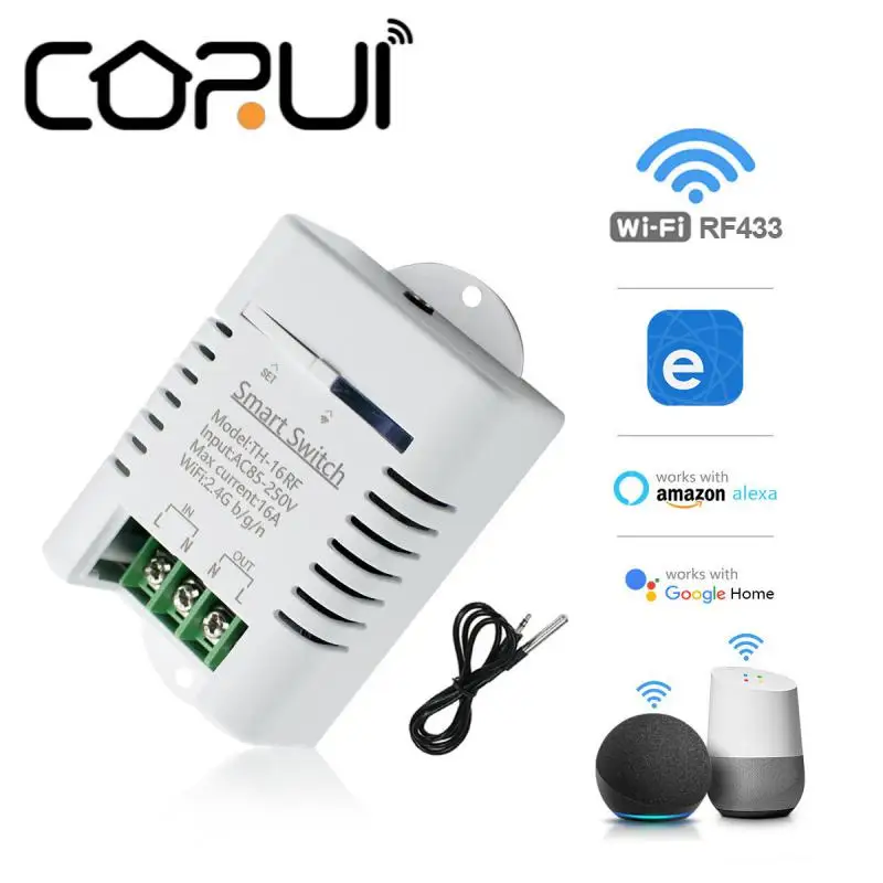 

CORUI WIFI 16A eWeLink Smart TH16 Switch Temperature and Humidity Monitoring Control Switch Compatible With Alexa Google Home