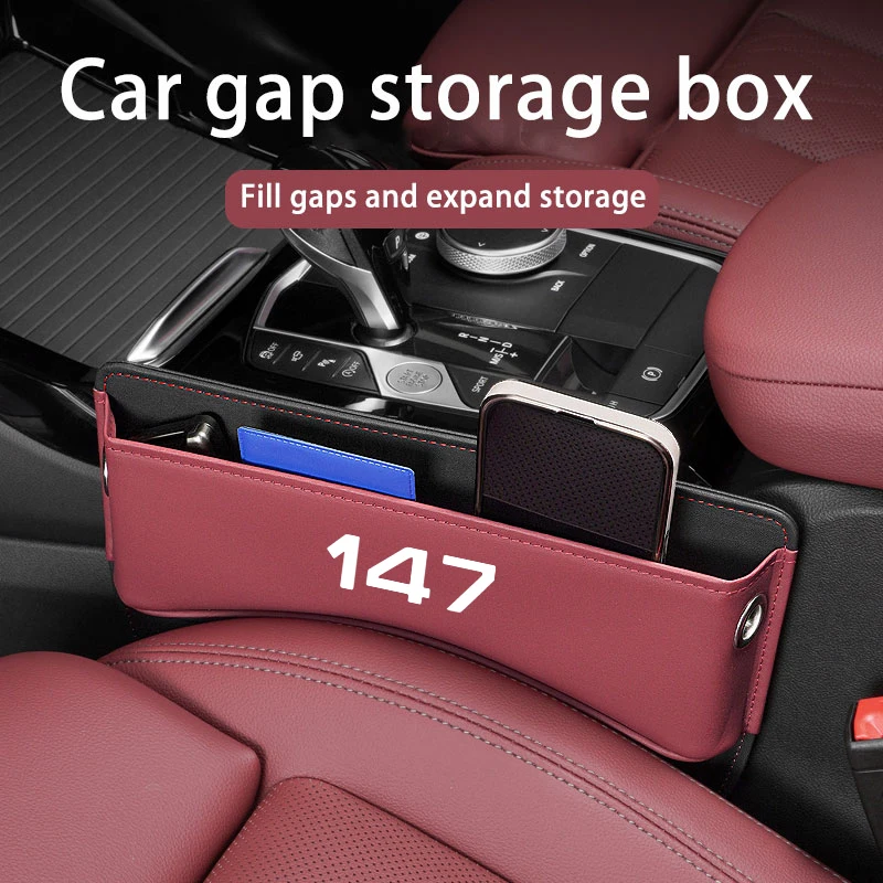 

Leather Car Seat Gap Filler Pockets Multifunction Storage Box Gap Filler Seat Organiser with logo For Alfa Romeo 147 Car