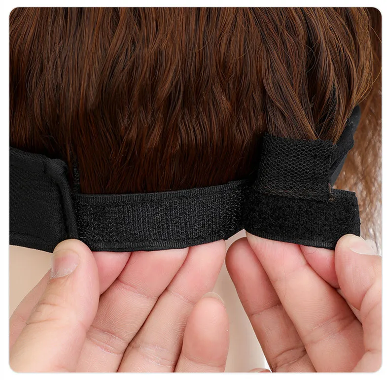 Ladies Curly Ponytail Wig Hat Visor Extensions