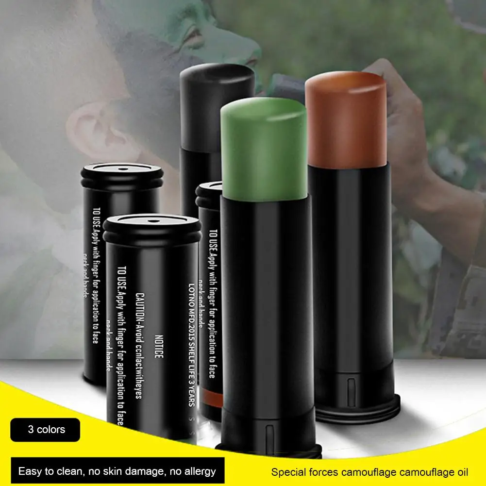 3 Colors Camo Face Paint Military Woodland Camouflage Cream Body Face Waterproof Paint Stick Outdoor Field Camouflage Oil Suit