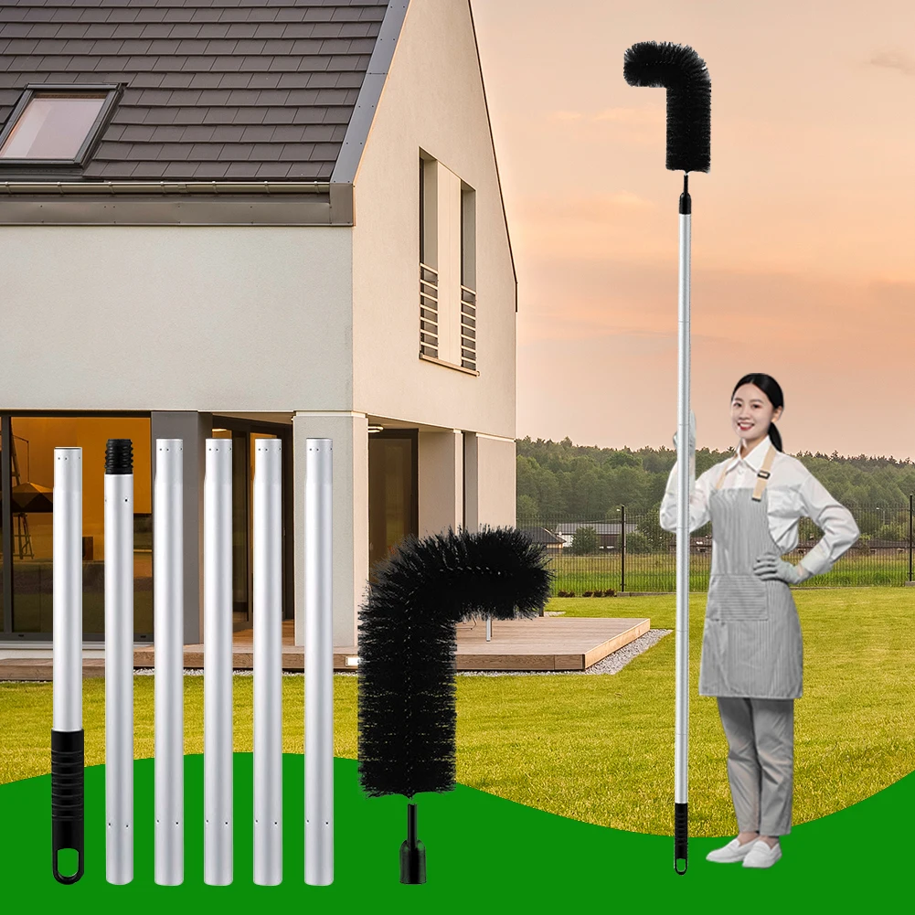 Gutter Cleaning Tool Adjustable Gutter Cleaner Detachable Drain Cleaning Tool Multi Tubes Stainless Steel for Leaves and Debris