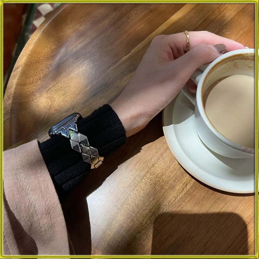 Watch Bracelet Brand New Watch Strap for Apple Watch Small Rhombus Thin Metal Strap Suitable for iwatch7123456