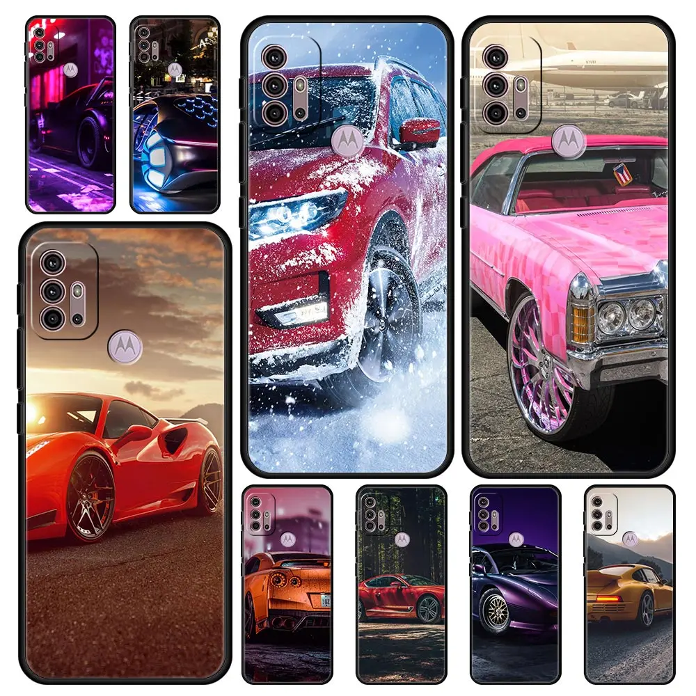 Case For Motorola G30 One Fusion G9 Play G8 Power Lite G60 E6s Edge 20 Pro G50 G Stylus Soft Phone Cover Cool Car | Мобильные
