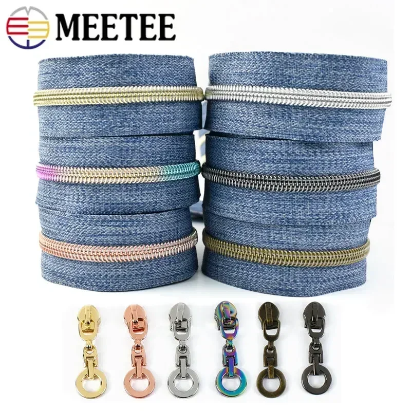 

2/4M Meetee 5# Nylon Zippers Tapes + Zipper Sliders For Sewing Bags Clothing Pocket Decoration Zips Reapirt Kit DIY Accessories