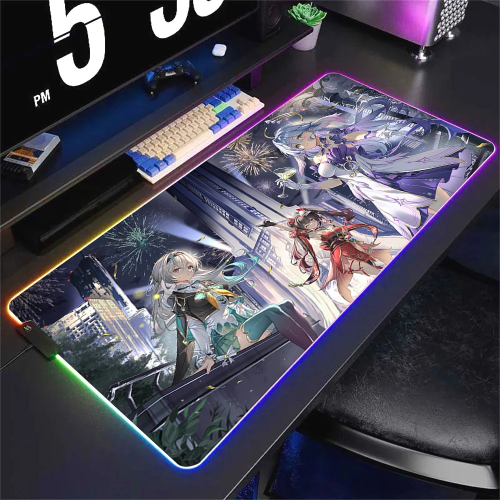 Rubber Mouse Pad RGB Honkai Star Rail Silver Wolf Sparkle