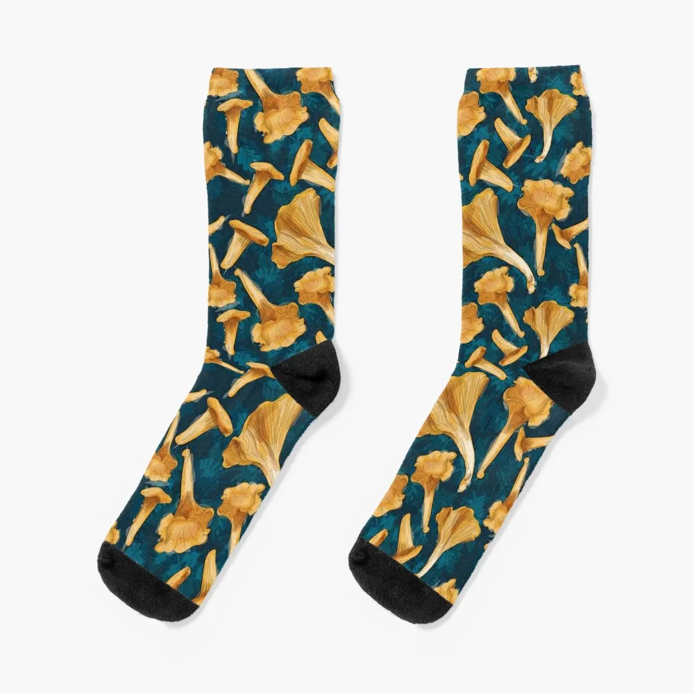 

Golden yellow chanterelle mushrooms Socks shoes Fun socks