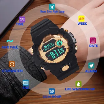 Reloj electrónico Digital LCD para hombre y mujer, cronómetro con fecha, relojes de pulsera deportivos de goma, 2022 5