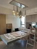 Smoke Ash Amber Glass Tube Pendant Light Dining Room Bedroom Bedside Kitchen Lamp LED Long Line Chandelier 4