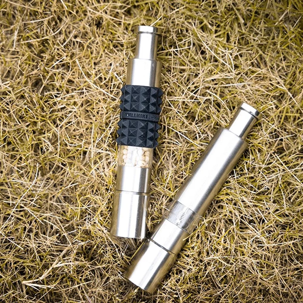 Thumb Push Pepper Mill Stainless Steel Portable Salt Mill One Hand Operation Pepper Mill Grinder for Outdoor Barbecue