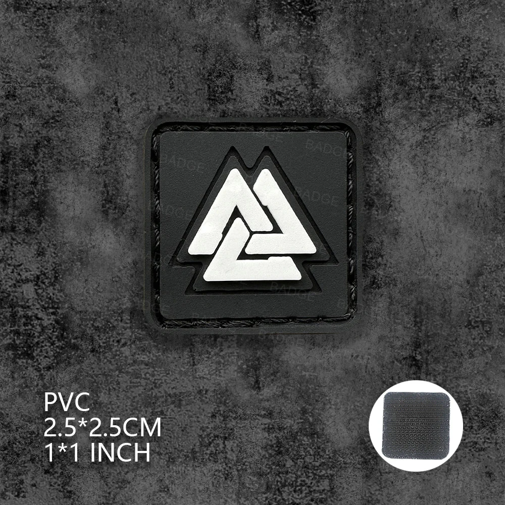 PVC Viking Hammer Patch Rubber Odin Compass White Glowing In The Dark Badge Tactical Emblem Armband Clothing Patches Embroidered Patches Custom Name Patches Tactical Patches