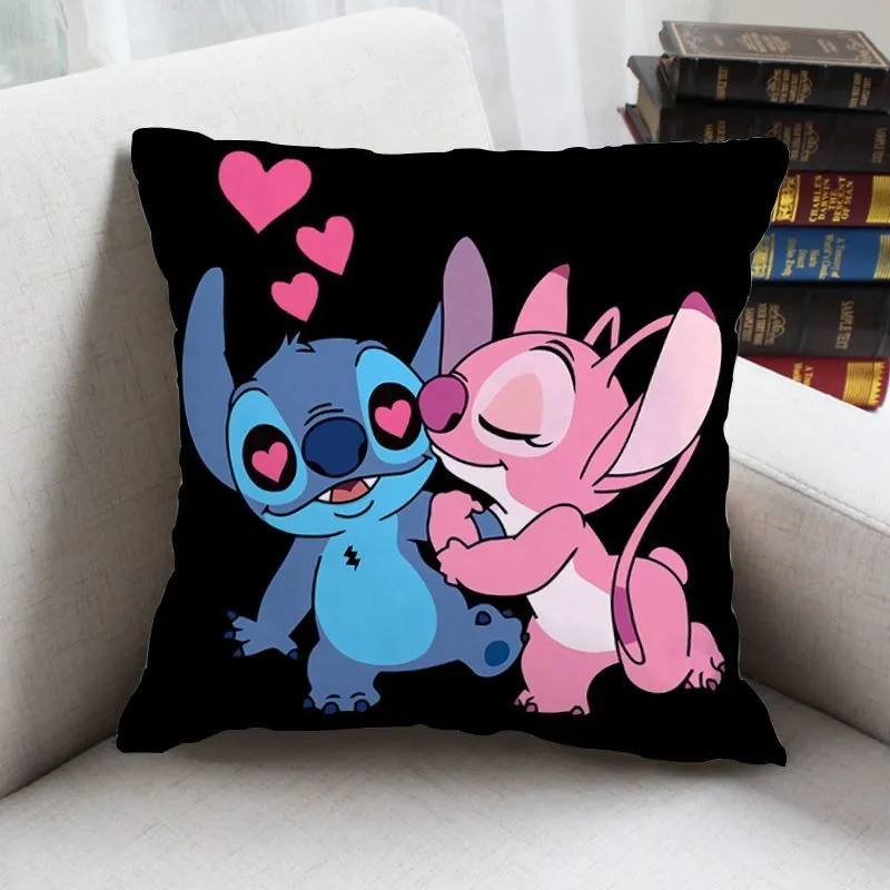 Funda de almohada de Lilo y Stitch, cubierta de cojín de sofá, decoración de la habitación del hogar, regalo para niños, Dragón de la suerte