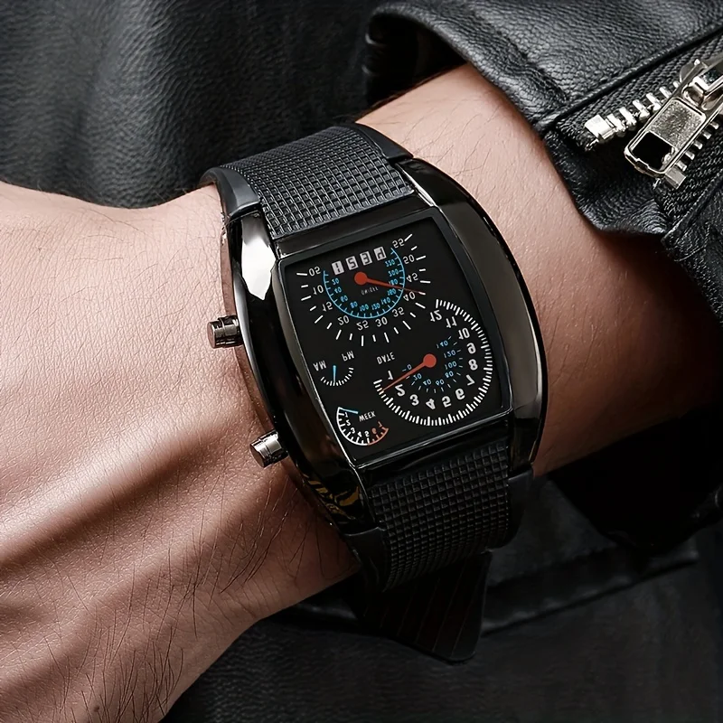 Men's LED Aviation-Style Sports Watch - Square Face, Slim Design, Ideal Gift 6