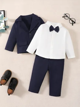 Winter 0-3Years Old Baby Boy Gentleman's Suit With Shirt + Suit Long-sleeved Jacket + Trousers 3-Piece Set 1