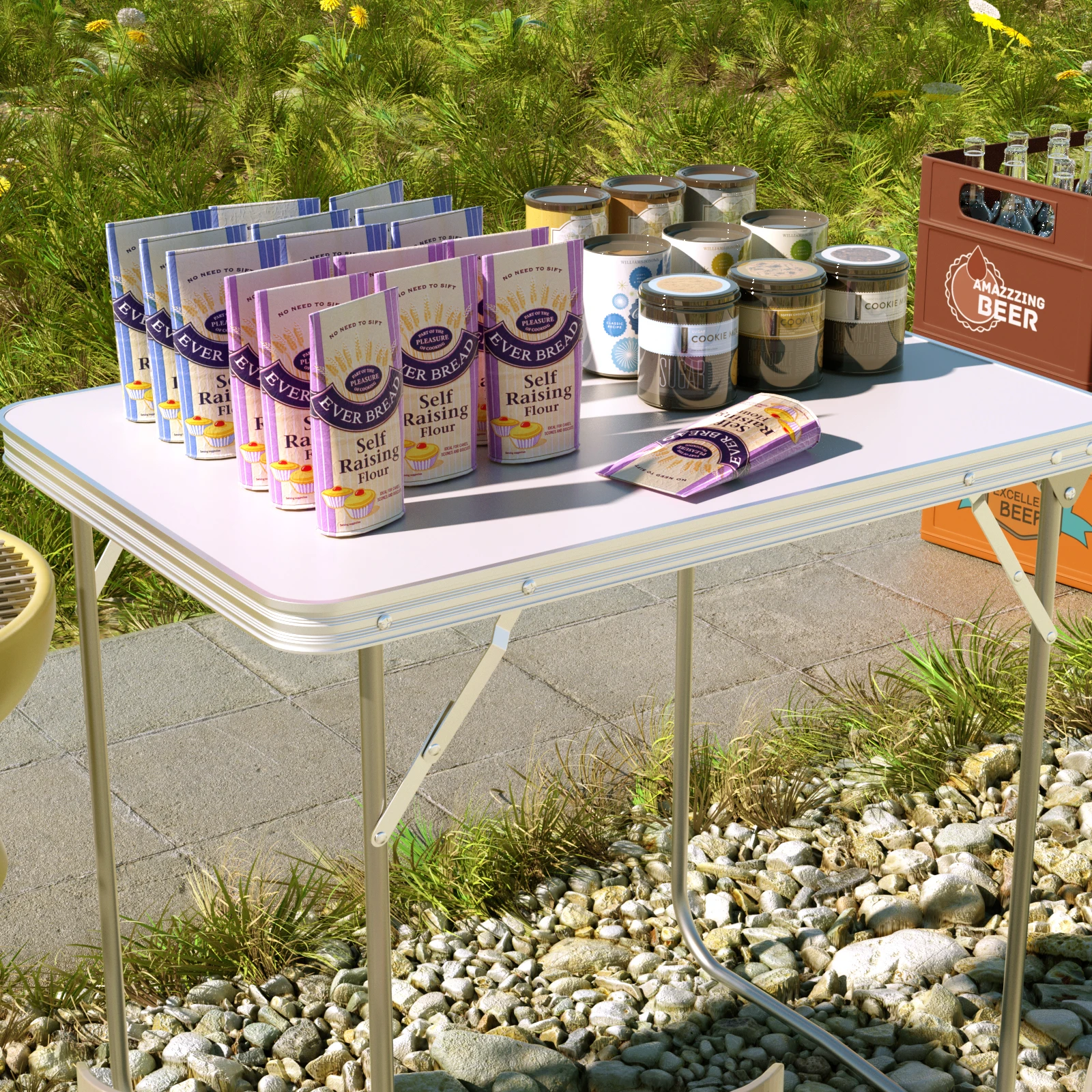 BRIEFNESS 80 cm Aluminium-Klapptisch, tragbarer Camping- und Catering-Tisch für Picknick im Freien, Gartenparty, Grillen, kompakt 80 x 60 x 69 cm – Detail 3