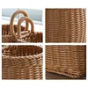 Wall Mounted Storage Basket Fruit Sundries Basket Simulated Rattan Decorative Hanging Basket Flower Pot with Handle Home Decor 6