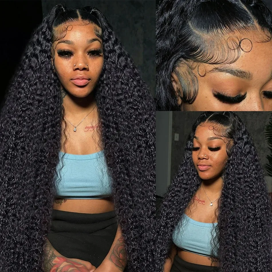 250 Density 30 40 Inch 13x6 HD Transparent Loose Deep Wave Lace Frontal Wig Human Hair Remy Curly 13x4 Lace Front Wigs For Women