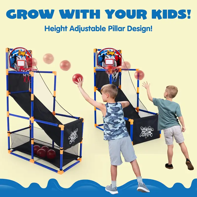 JOYFY Kids Arcade Basketball Game Set with 4 Balls and Hoop for 3-12 Years Old Indoor Outdoor Sport Play Holiday Birthday Gift - Image 3