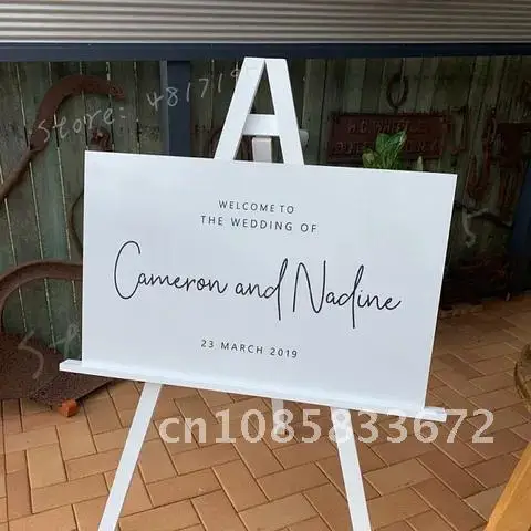 

Custom Bride Groom Names Vinyl Decals Welcome Signage Sticker Simple Pattern Wedding Sign Mirror Stickers Murals Decor AZ497