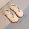 Girls Summer Sandals Toe-covered Anti-kick 2024 Brand New Children Flat Sandals Princess Retro Classic Ins Hot Fashion Soft Chic 3