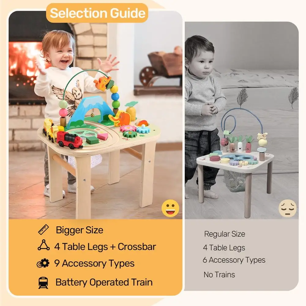 Toddler Activity Table Wood Train Track Educational Montessori Toys Bead Maze Fishing Game Sensory Play Infant Gift 4