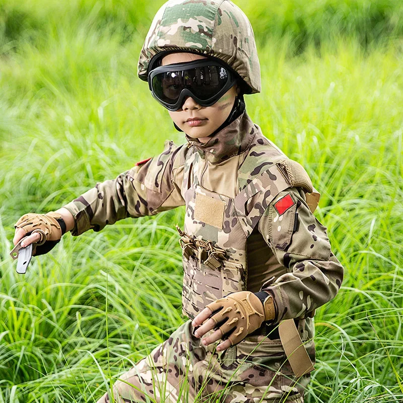 Kids Adult Military Tactical Training Uniform Set Children Jungle Camouflage Top Pants Men Special Forces Combat Outdoor Costume tactical pants tactical suit tactical shirt tactical men jackets