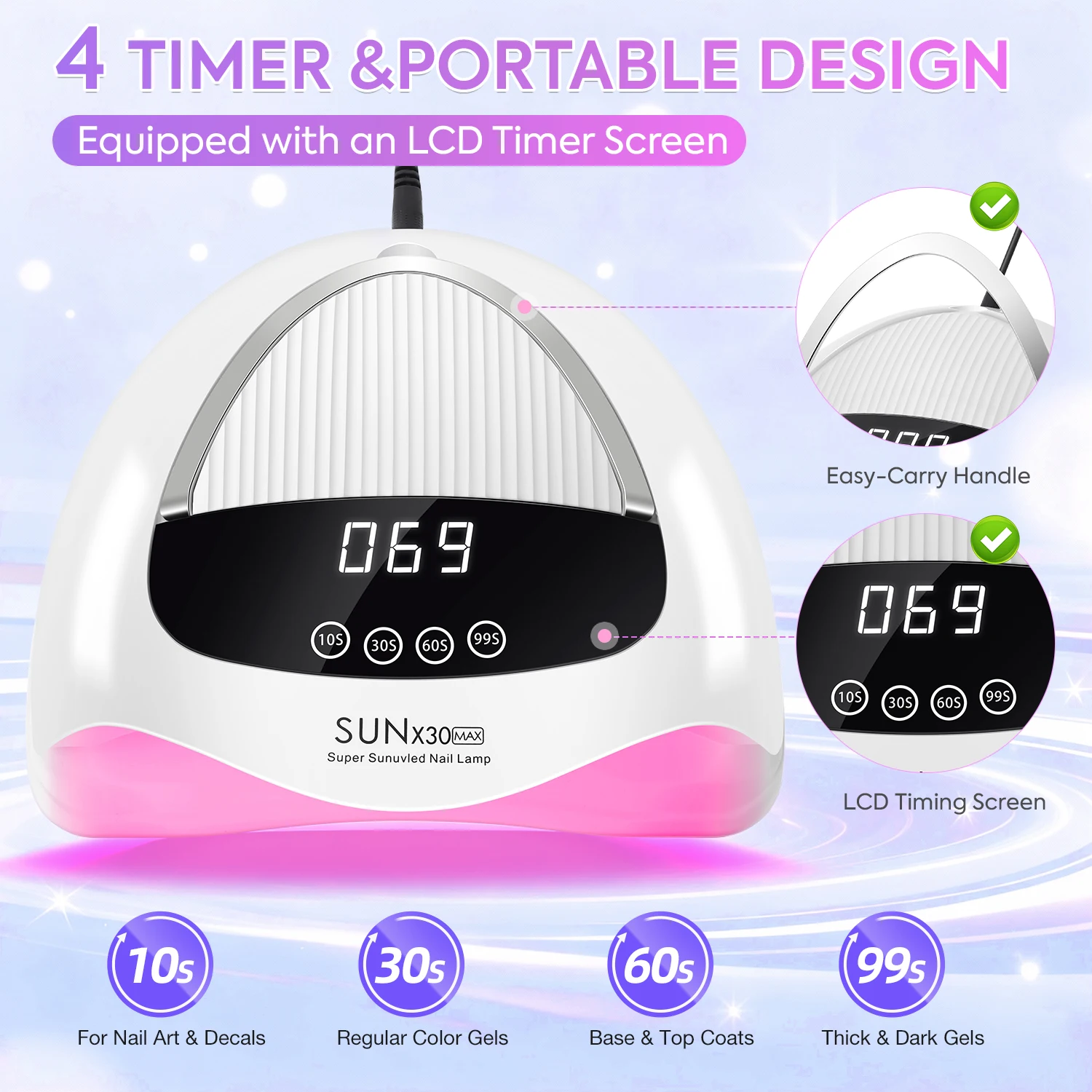 다이애나뷰티 380W 전문가용 UV LED 네일 램프 LCD 디스플레이 90LEDS 네일 드라이어 모든 젤 네일 폴리쉬 건조용 네일 아트 도구