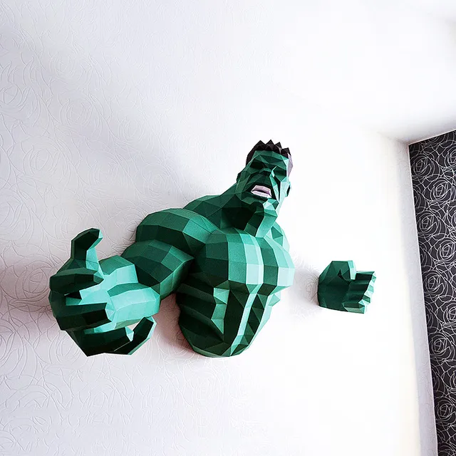 70cm Avengers hero Hulk figure 3D puzzle Paper model home wall decoration handmade Geometric origami card model Building Sets 1