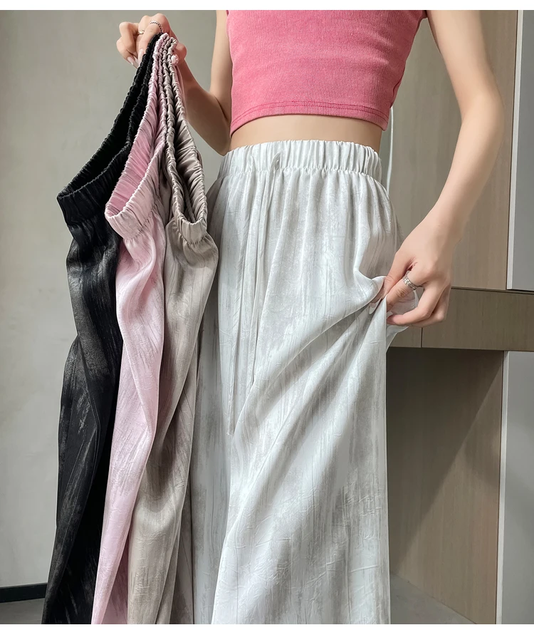 Sommer neue schlanke lose Frauen Hosen koreanische einfache grundlegende hohe Taille gerade Hosen weibliche schicke Mode Straße lässige Frau Hosen – Detail 8